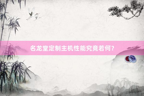 名龙堂定制主机性能究竟若何？