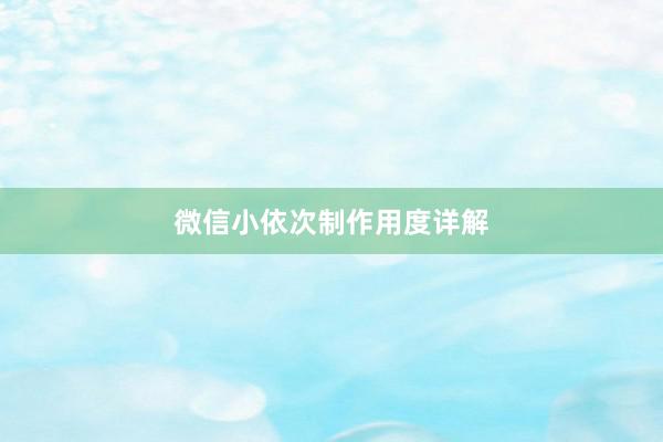 微信小依次制作用度详解